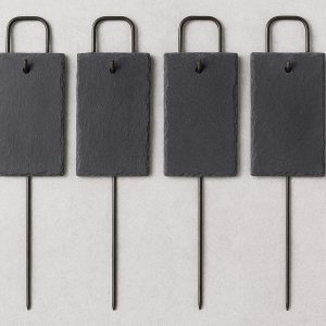 Natural Slate Plant Labels Reusable Hanging Garden Tags Weatherproof Markers With Metal Rods